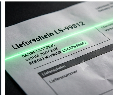 Detailansicht eines Lieferscheins.